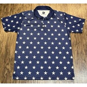 Greater Half Blue Golf Polo Mens M Stars Print Lightweight Stretch Performance